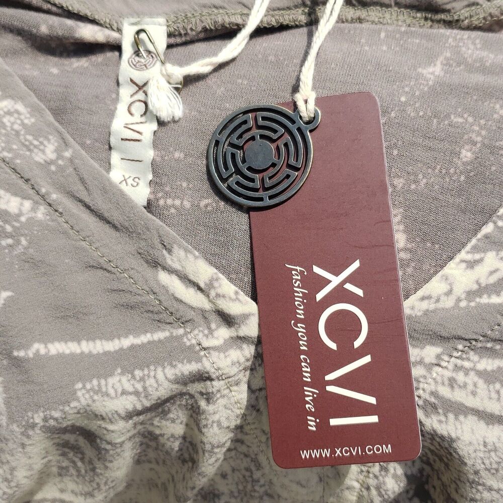 XCVI Women Brown Long Sleeve V Neck Relaxed Fit T Shirt Sz XS - Picture 4 of 5